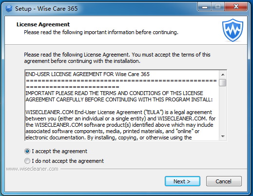Wise Care 365 软件安装协议 Wise Care 365 软件安装协议